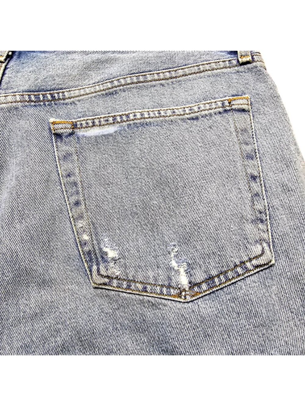 Agolde Women's Distressed High-Waist Denim Shorts With Frayed Hem Button Fly And - Picture 6 of 15